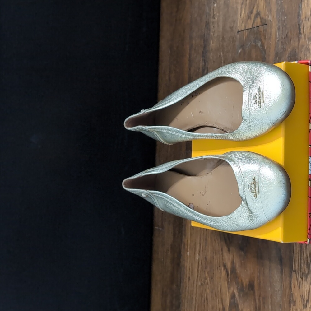 Coach Metallic Gold Leather Ballet Flats